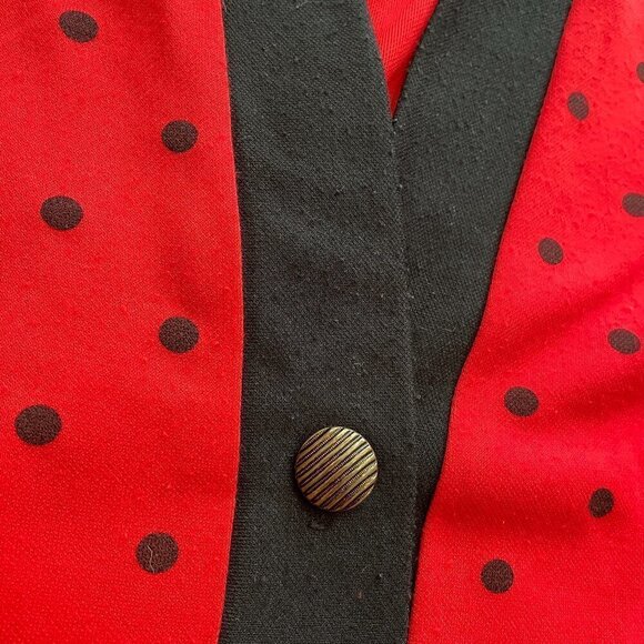 Vintage Monica Rose USA Red Black Polka Dot Sweater Cardigan Jacket Womens L/XL - Picture 8 of 12
